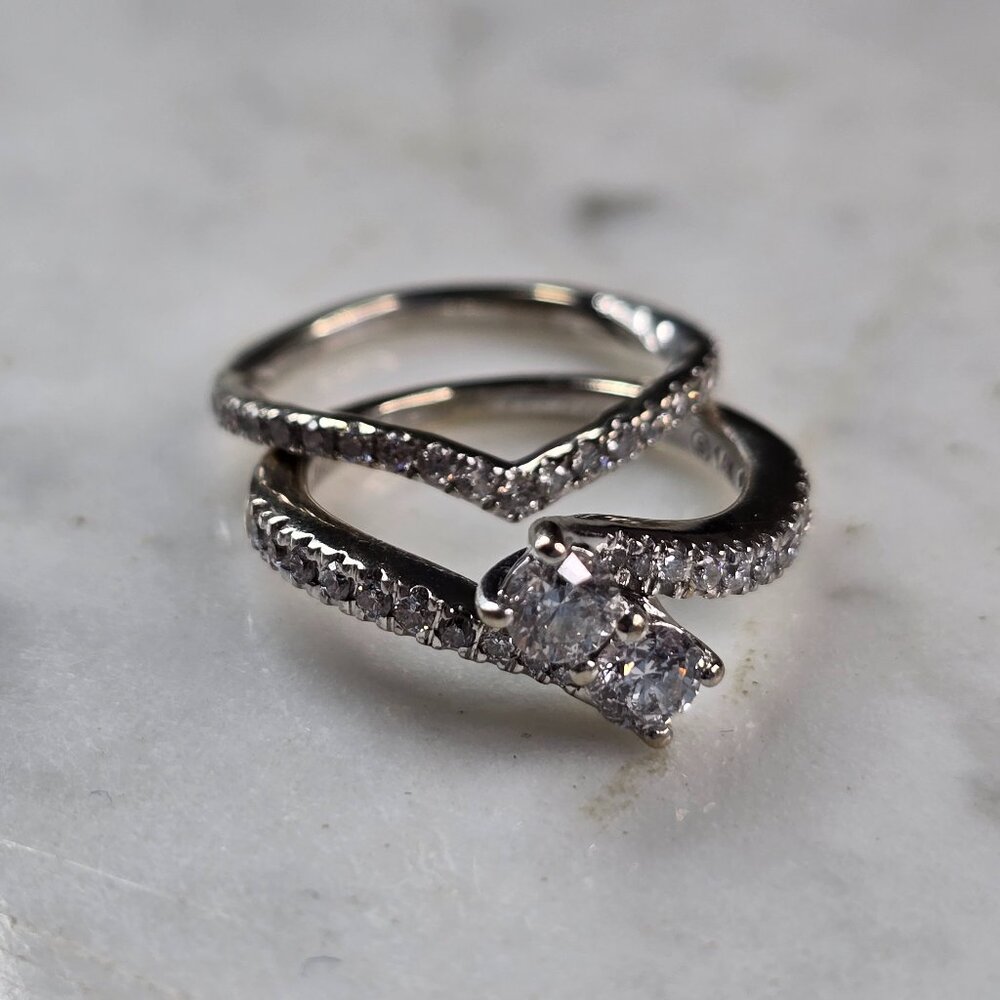 Womens Estate 14K White Gold Ever Us Diamond Engagement Ring Set, 5.5g E7414